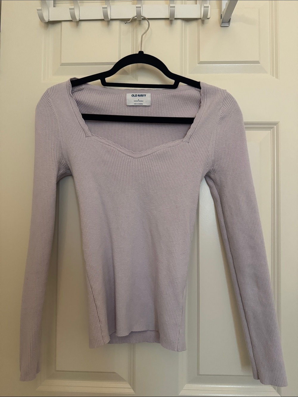 Old Navy Lilac Ribbed Long Sleeve Square Neck Top